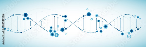 Science template, abstract background with a 3D DNA molecules. Vector illustration.