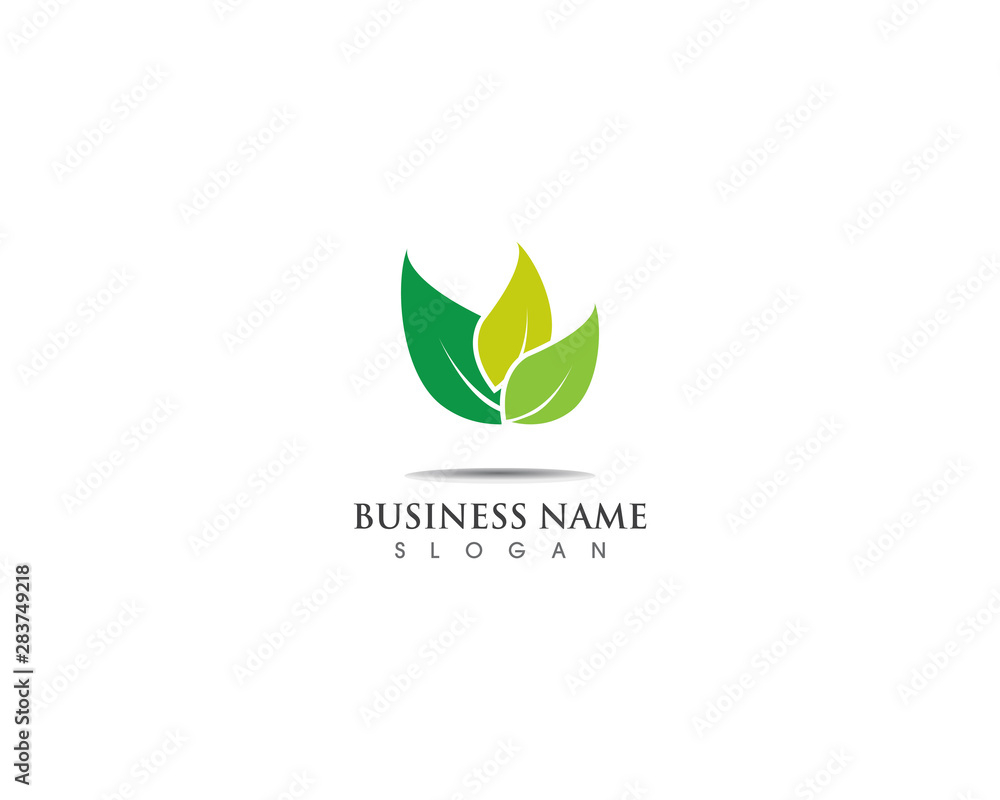 Green leaf  logo design nature ecology