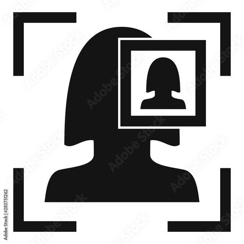 Woman face recognition system icon. Simple illustration of woman face recognition system vector icon for web design isolated on white background