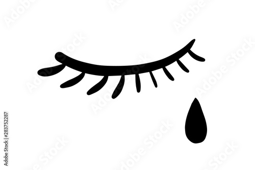 Lashes hand tear hand drawn vector illustration in cartoon style. Minimalism