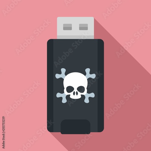 Virus usb flash icon. Flat illustration of virus usb flash vector icon for web design