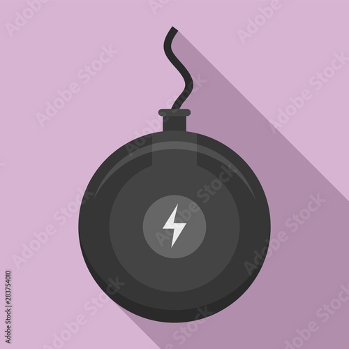 Round wireless charger icon. Flat illustration of round wireless charger vector icon for web design