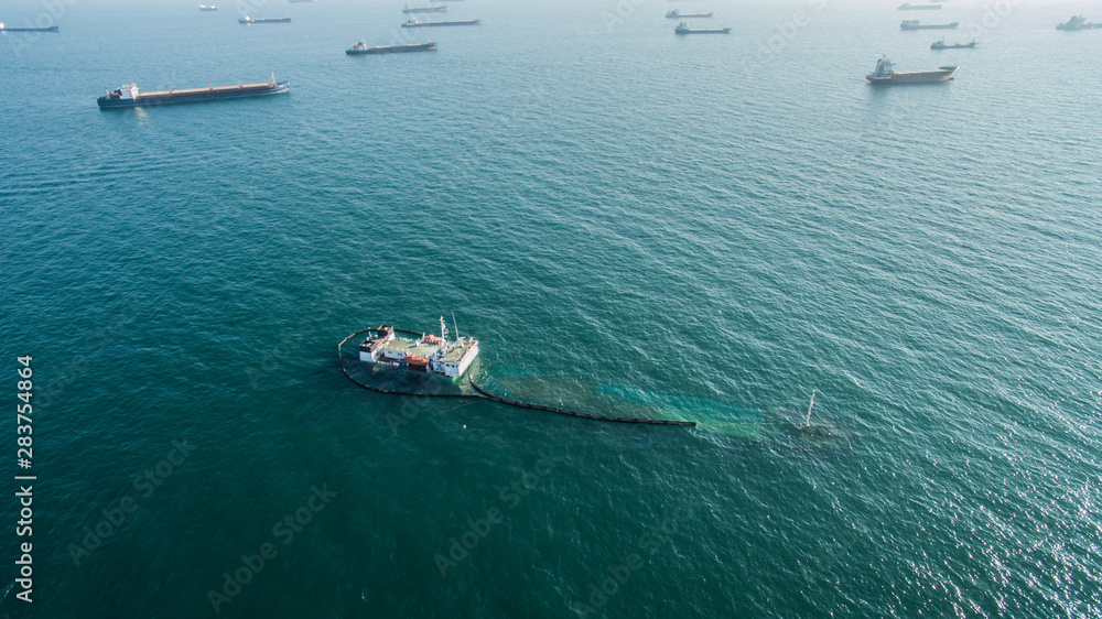Naklejka premium Sunken cargo ship