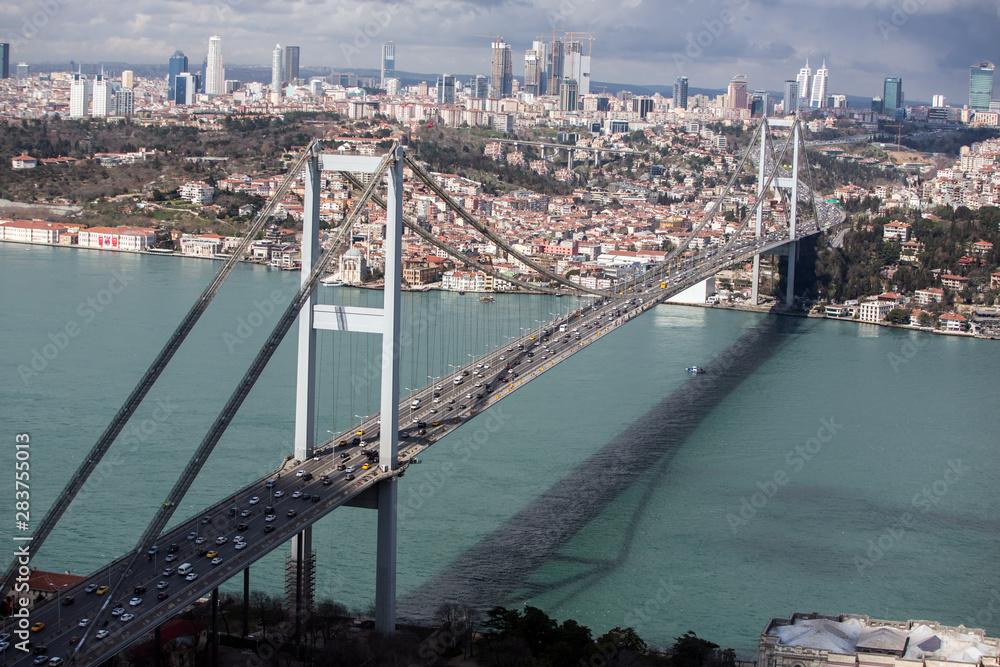 Fototapeta premium Aerial view of Bosphorus Bridge
