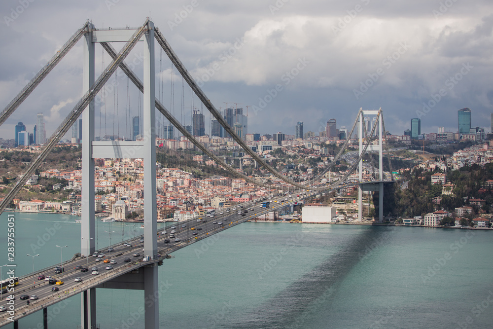 Fototapeta premium Aerial view of Bosphorus Bridge