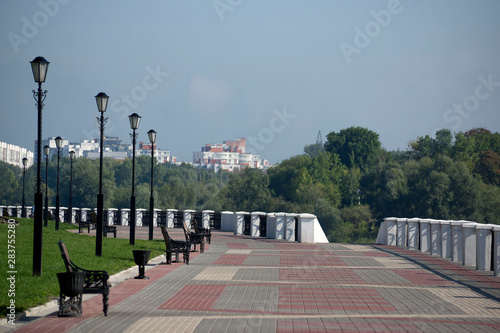 The central part of Gomel, the embankment of the Sozh River, park, beach. photo