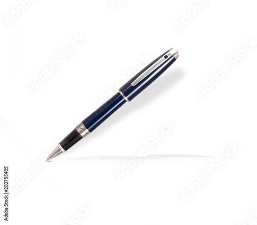 Silver ball pen isolated on white background