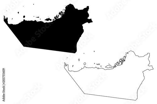 Emirate of Abu Dhabi (Emirates of the United Arab Emirates, UAE) map vector illustration, scribble sketch Abu Dhabi map..
