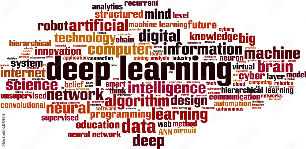 Naklejka premium Deep learning word cloud
