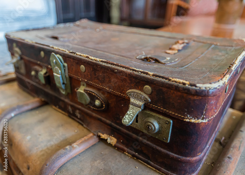 an old leather suitcase