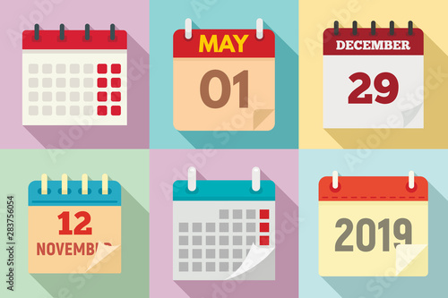 Calendar icons set. Flat set of calendar vector icons for web design