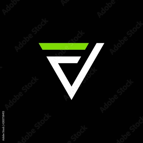 simple typography triangle fv vector logo