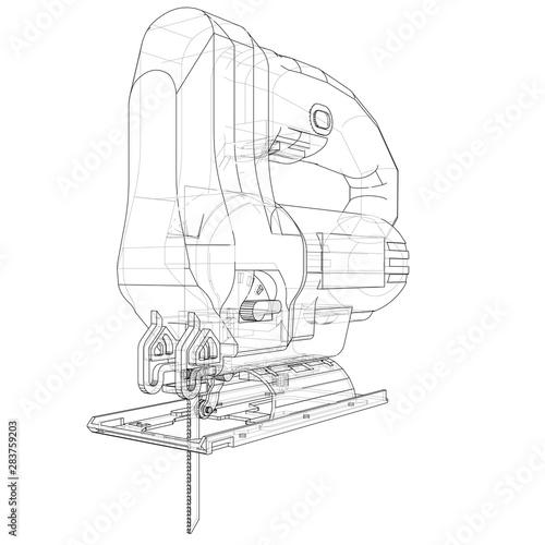 Outline Jig saw. Vector