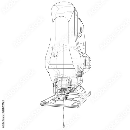 Outline Jig saw. Vector