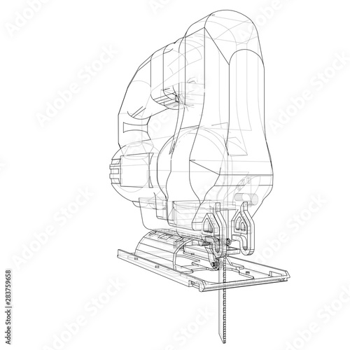 Outline Jig saw. Vector