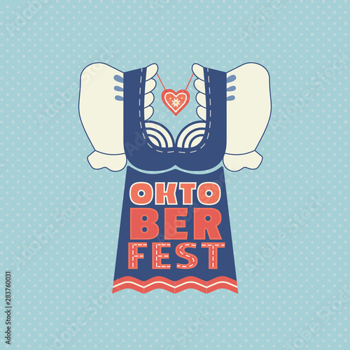 Oktoberfest hand drawn flat color vector icon with lettering