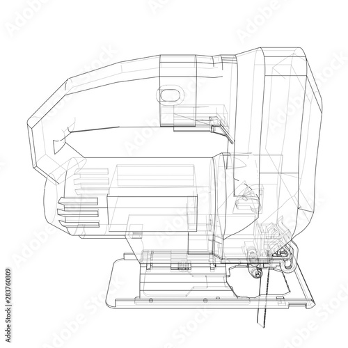 Outline Jig saw. Vector