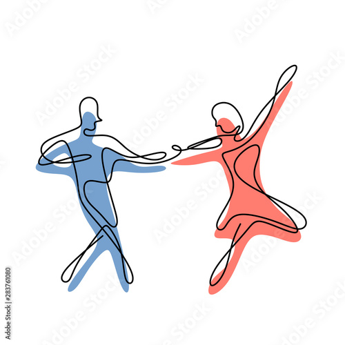 Continuous line drawing of couple dancing abstract design hand drawn minimalism good for poster vector illustration
