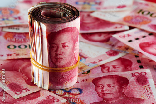 Photography A pile of RMB banknotes Chinese yuan money