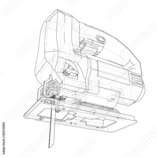 Outline Jig saw. Vector