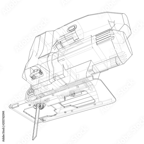 Outline Jig saw. Vector