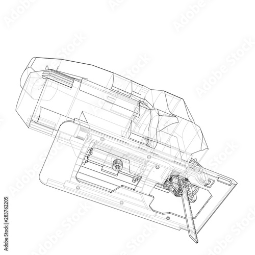 Outline Jig saw. Vector