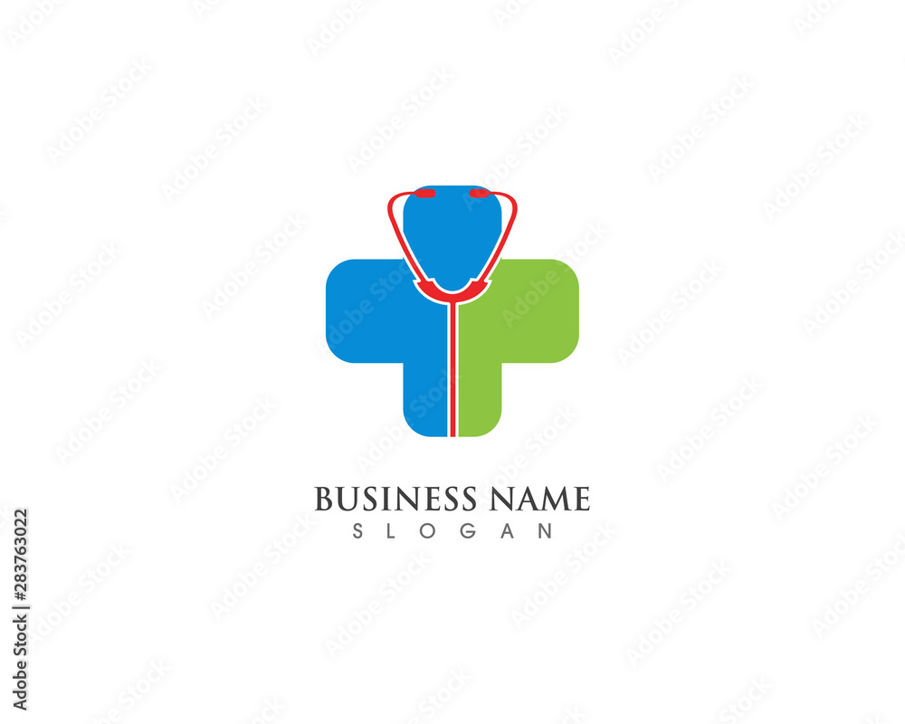 Hospital logo vector design with phonendoscope icon Hospital logo vector design with phonendoscope icon