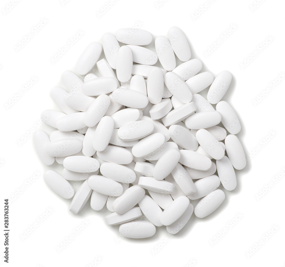 Heap of pills on white Heap of pills on white