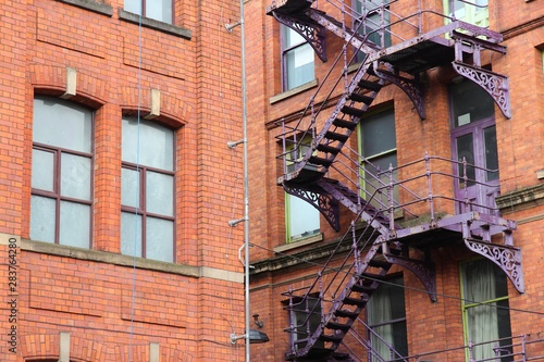 Carta da parati Fire safety staircase in Manchester UK. City in England.
