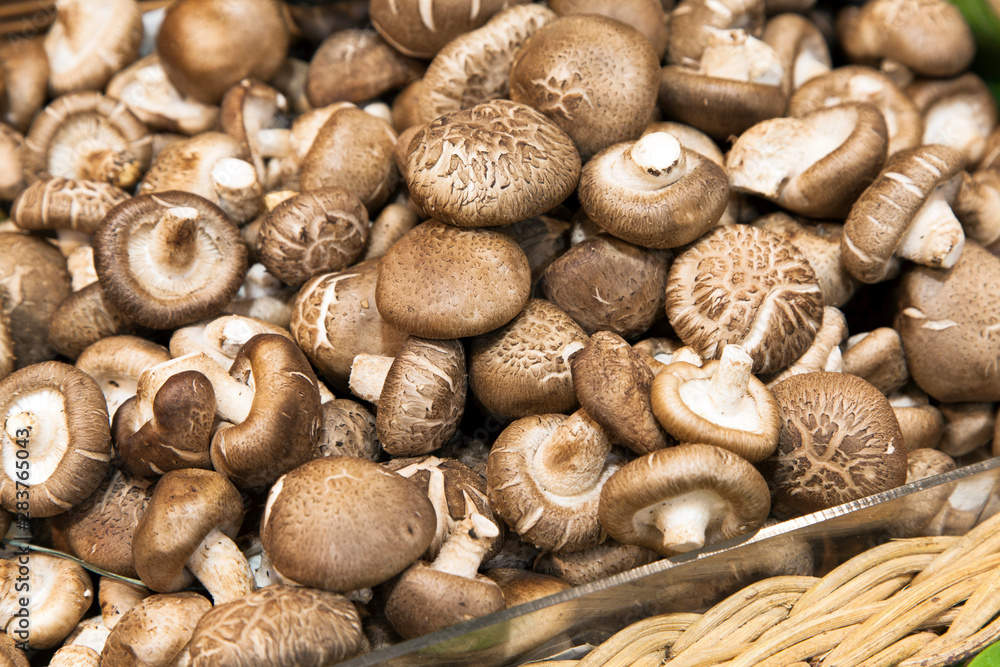 Fresh chestnut mushrooms in market. Fresh chestnut mushrooms in market.