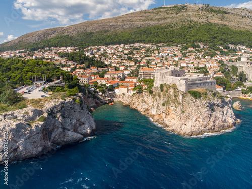 Croatia, august 2019: Aerial view of Dubrovnik, a Croatian city on the Adriatic Sea, it is one of the most prominent tourist destinations in the Mediterranean