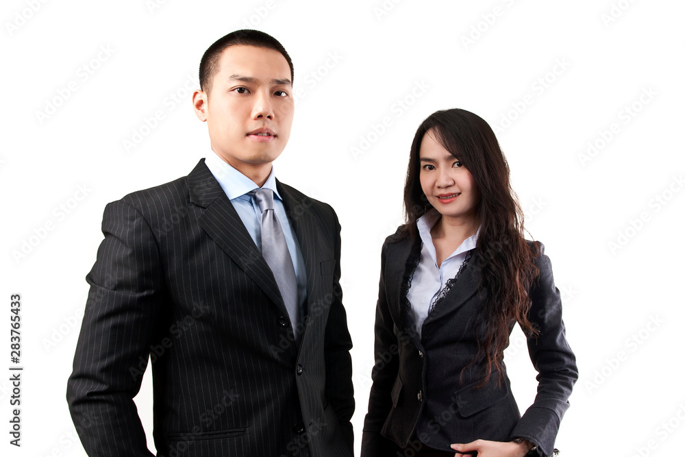 Business team man and woman portrait on white background Business team man and woman portrait on white background