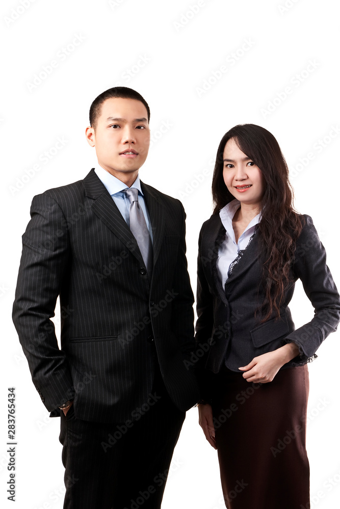 Business team man and woman portrait on white background Business team man and woman portrait on white background