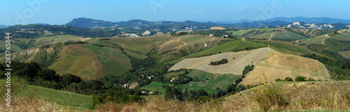 Panorama view of Parco dei Gessi. Farneto, San Lazzaro di Savena, Bologna, Italy