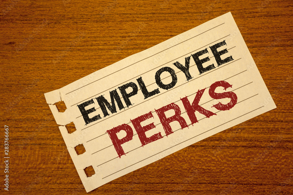 Writing note showing Employee Perks. Business photo showcasing Worker Benefits Bonuses Compensation Rewards Health Insurance Text two word white paper note wood desk quick sketch school work pen Writing note showing Employee Perks. Business photo showcasing Worker Benefits Bonuses Compensation Rewards Health Insurance Text two word white paper note wood desk quick sketch school work pen