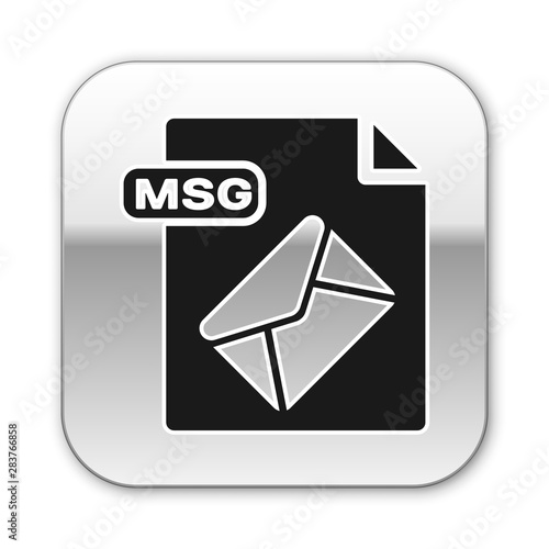 Black MSG file document. Download msg button icon isolated on white background. MSG file symbol. Silver square button. Vector Illustration