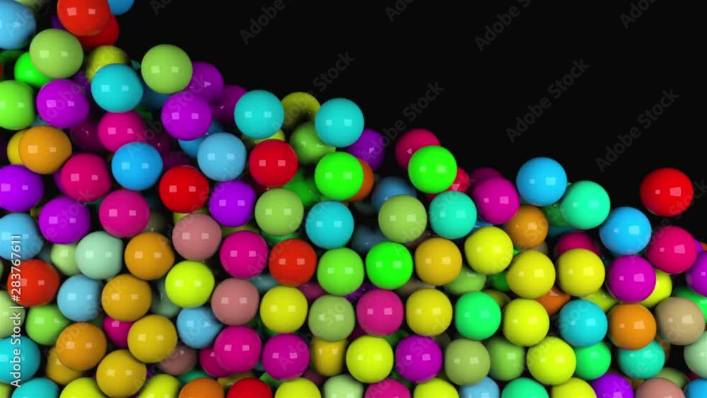 Many abstract colorful glossy balls fall, 3d rendering computer generated background Many abstract colorful glossy balls fall, 3d rendering computer generated background