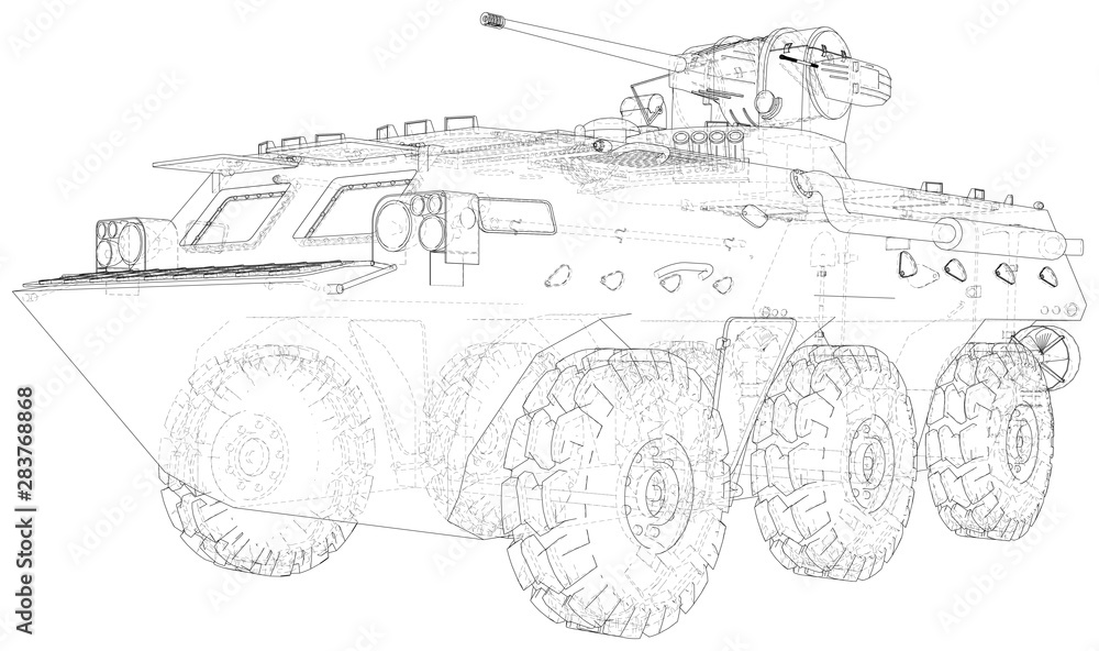 Military machine. EPS10 format. Vector created of 3d.