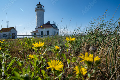 Point Wilson Lighthouse in Fort Worden State Park in Washington State, in Port Townsend photo