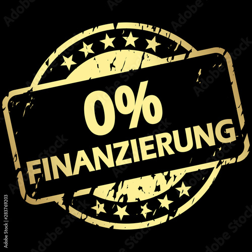 gold grunge stamp with Banner 0% financing (in german)