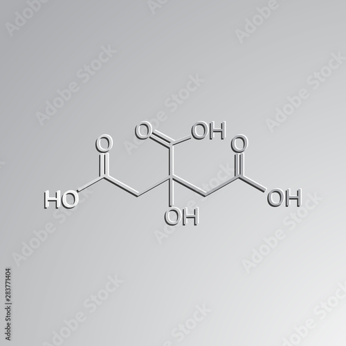 Citric acid chemical formula. Isolated vector icon.