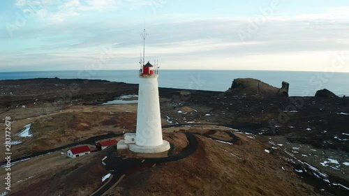 Reykjanesviti lighthouse on Reykjanes peninsula in Southern Iceland photo