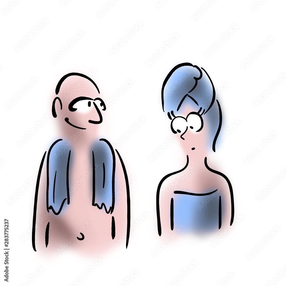 Fototapeta premium Man and woman wrapped in towels