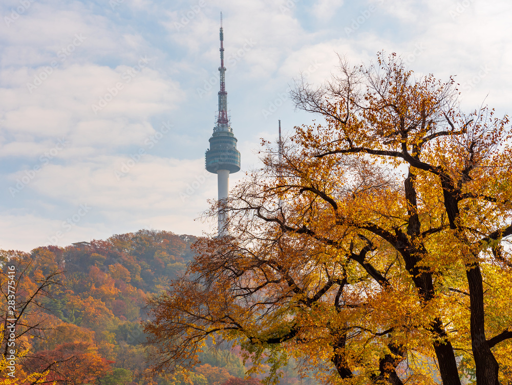 Autumn of Namsan Tower in Seoul,South Korea.