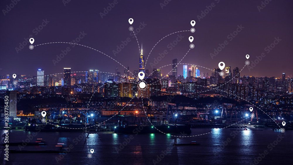 Technology smart city concept background