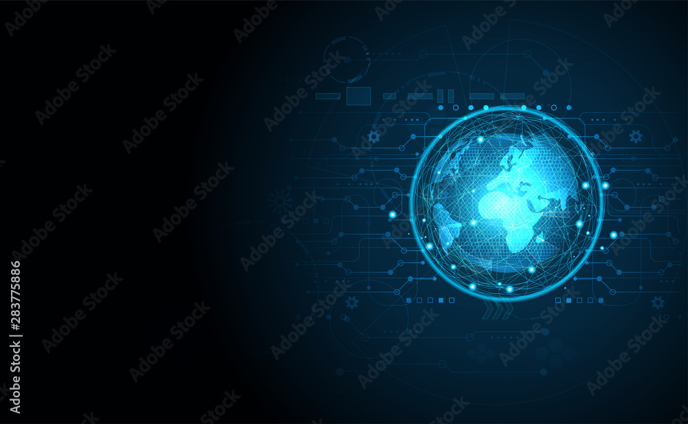 abstract technology concept global network connection futuristic earth globe virtual hologram communication system world and digital. abstract technology concept global network connection futuristic earth globe virtual hologram communication system world and digital.