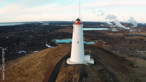 Reykjanesviti lighthouse on Reykjanes peninsula in Southern Iceland photo