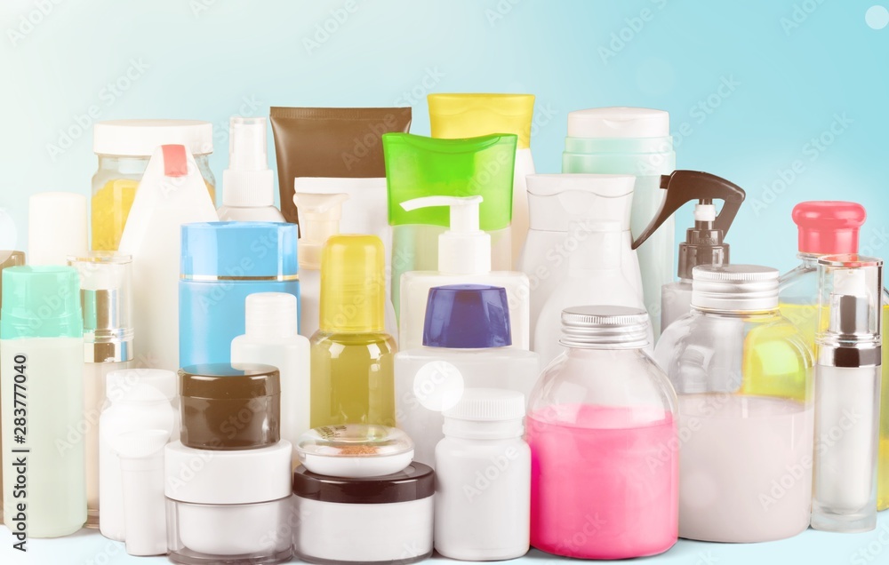 still life portrait of a group of product packaging. isolated over white still life portrait of a group of product packaging. isolated over white