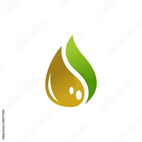 Drop and leaf vector logo illustration