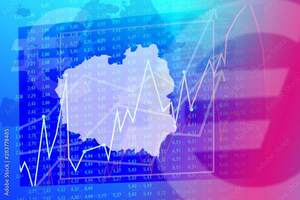 Background image with media screen Diagrams and graphs. In the background is the outline of Poland